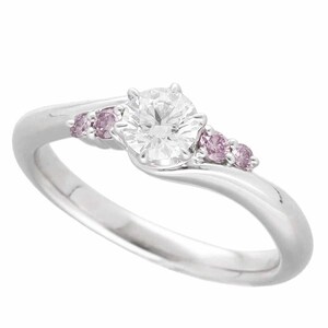 StarJewelry スタージュエリー ダイヤモンド(0.351ct D-VS2-3Ex) ピンクダイヤモンド(0.07ct) リング PT950 日本サイズ約9号 #49 鑑定書