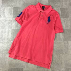 POLO RALPH LAUREN ポロ　ラルフローレン　ビッグポニー刺繍半袖ポロシャツ　半袖シャツ コットンシャツ 鹿の子 ピンク XL（18-20） 古着