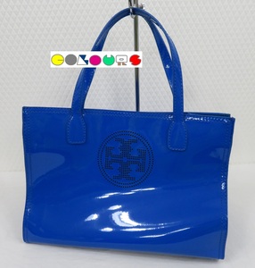 〔COLOURS〕 正規店購入品■トートバッグ■ブルー■ビニール×キャンバス■TORY BURCH