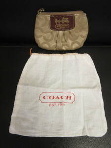 《鑑定済》 ブランド 「COACH：コーチ ミニポーチ」 シグネチャー柄 ファッション小物・雑貨：ミニバッグ