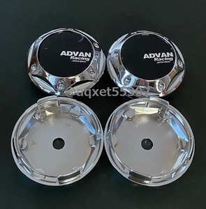 ADVAN ホイールキャップ 68mm アドバン レーシング センターキャップ ハブキャップ ktkt ブラックsilver 68mm 4個セット