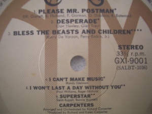 ★【稀少盤】Please Mr Postman～ only ・yesterday全12曲／カーペンターズ 1972年～1975年【LP】GX1-9001（SALBT-1035～1036）