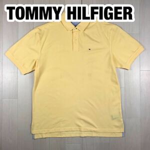 TOMMY HILFIGER トミーヒルフィガー 半袖ポロシャツ ビッグサイズ XXL イエロー 刺繍ロゴ