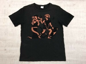 ザラ ZARA レトロ モード 古代ギリシャ風 グラフィック フロッキープリント ビッグシルエット 半袖Tシャツ レディース L 黒