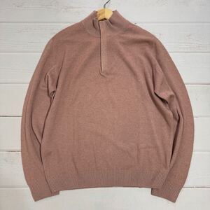 極美品/Lサイズ● Ermenegildo Zegna 極上カシミヤ&シルク ニット セーター ボタン裏レザー使い 本革 メンズ エルメネジルド ゼニア ピンク