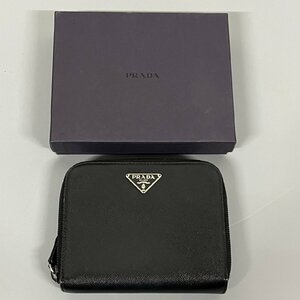 PRADA プラダ サフィアーノレザー 二つ折り財布 M605A ラウンドファスナー 外箱付き　112107w/T9（R）