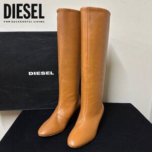 正規品/新品/未使用/24cm■訳ありアウトレット品■定価51,700円■DIESEL レディース レザー ロングブーツ ブロックヒール S88