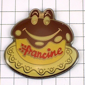 ピンバッジ・笑顔のチョコレートケーキ菓子◆フランス限定ピンズ◆レアなヴィンテージものピンバッチ