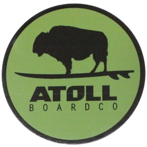 訳有 アトール ボード バイソン ステッカー 緑系 ATOLL BOARD CO. STICKER 丸 スタンドアップパドル パドルボード SAP インフレータブル