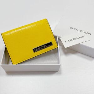 新品箱付 カルバンクライン カードケース付き小銭入れ 財布 イエロー 定価税込10,450円 817633