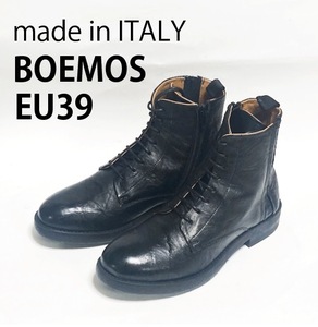 未使用／イタリア製／BOEMOS／24.5cm／EU39／ブラック（y1226r3）