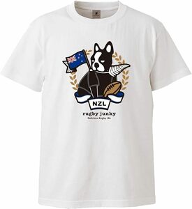 ★ラグビー ジャンキー XXL 半袖 コットン Tシャツ ニュージーランド オールブラックス クラウディオパンディアーニ 白 2XL ワールドカップ