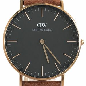 新品 Daniel Wellington ダニエルウェリントン DW 腕時計 クオーツ ブラック ブラウン レザー アナログ ラウンド 2針 電池交換済 箱付き