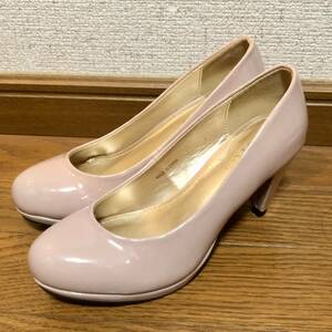 新品 サルース パンプス 22 〜 22.5 ピンク ピンクベージュ エナメル ヒール7cm salus