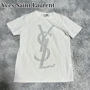 Yves Saint Laurent イヴサンローラン ラインストーン ロゴ Tシャツ 半袖 ストレッチ レディース 韓国製