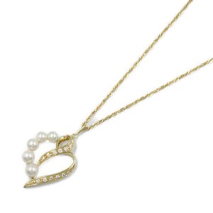 ミキモト パール ダイヤ ネックレス ブランドオフ MIKIMOTO K18（イエローゴールド） ネックレス K18 中古 レデ