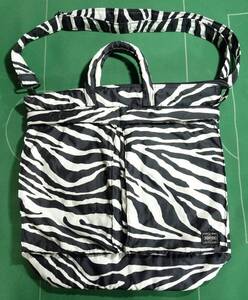 □ヘッドポーター ZEBRA ナイロンツイル素材 2WAY ヘルメットバッグ ゼブラ シマウマ柄 美品!!!□