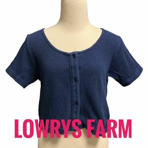 (b3)LOWRYS FARM トップス　ボレロ　カーディガン　ネイビー　半袖　ボタン