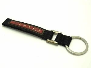 PRADA プラダ プラダスポーツ ナイロン キーホルダー キーリング チャーム メンズ ブラック系×レッド系 DE6735