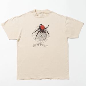 90s スパイダーTシャツ XLサイズ Hanes アメリカ製90年代 蜘蛛の巣柄 MADE IN USA vintage Spider