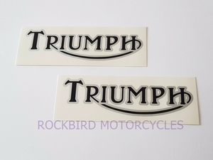 送料クリックポストOK トライアンフ / TRIUMPH 英国車 タンク ステッカー デカール 2枚1SET 色-黒文字/銀縁