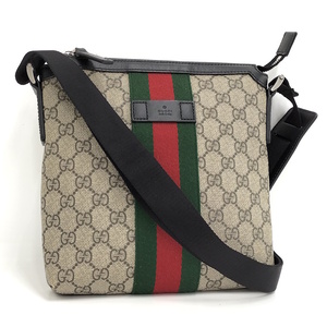 【中古】GUCCI ショルダーバッグ シェリーライン GGスプリーム ベージュ ブラック 471454