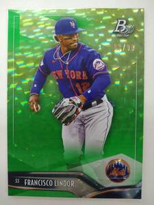 TOPPS 2021 BOWMAN PLATINUM BASE No.65 FRANCISCO LINDOR GREEN ICE FOIL PARALLEL 83/99 特価 フランシスコ リンドーア