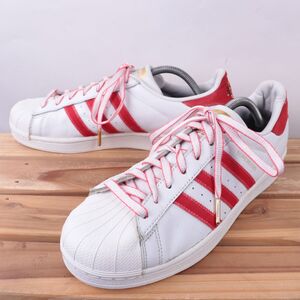 z7040 アディダス スーパースター US10 28.0cm/白 ホワイト 赤 レッド 柄 adidas SUPERSTAR メンズ スニーカー 中古