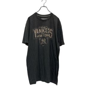 NIKE 半袖 プリントTシャツ S グレー ナイキ メキシコ製 YANKEES クルーネック 古着卸 アメリカ仕入 a605-7377