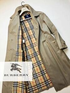 h6 【撥水ギャバジン!!】ノバチェック!! 定価15万●超美品BURBERRY LONDON●ステンカラーコート バーバリーコート メンズ レインコーデ 