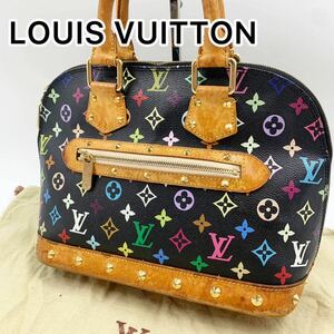 1円〜■LOUIS VUITTON ルイヴィトン モノグラム アルマ ハンドバッグ スタッズ マルチカラー 村上隆 PVC レザー M92646 