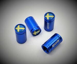 スウェーデン国旗 筒型 青 エアバルブキャップ ボルボ VOLVO スカニア SCANIA サーブ SAAB カスタム ドレスアップ Sweden スエーデン