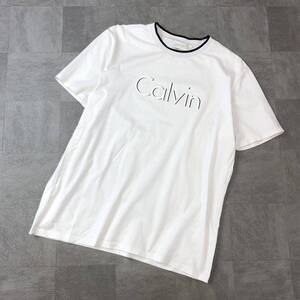 Calvin Klein PLATINUMカルバンクライン　リンガーTシャツ　半袖シャツ　半袖カットソー　コットンシャツ　ホワイト　白　サイズL 古着