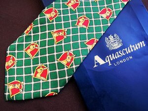 ♪5766D♪状態並品【小鹿 動物 柄】アクアスキュータム【Aquascutum】ネクタイ