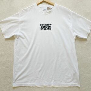 【美品・現行タグ】 BURBERRY バーバリー メンズ 半袖 Tシャツ トップス ロゴ 刺繍 ビッグロゴ S オーバーサイズ ホワイト 白Tシャツ