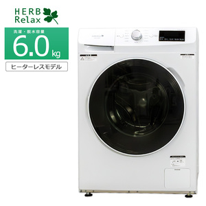 中古/屋内搬入付き HerbRelax 6kg ドラム式洗濯機（乾燥なし） 60日保証 YWM-YV60F1 コンパクトサイズ 左開き/ホワイト/普通