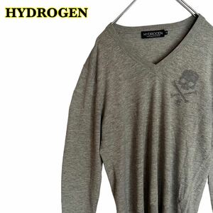 【AY1803】 HYDROGEN ハイドロゲン　長袖ニット　Vネック　エルボーパッチ　　メンズ　Sサイズ