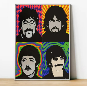  C3342 ビートルズ The Beatles ジョン・レノン ポール・マッカートニー キャンバスアートポスター 50×75cm イラスト 海外製 枠なし 