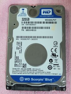 WD 2.5インチ HDD 320GB 厚さ7mm 使用時間 6,691H