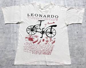 90s レオナルド・ダ・ヴィンチ バイシクル アート Tシャツ 半袖　　アーティスト Leonardo da Vinci 90年代 ヴィンテージ vintage 玉7708