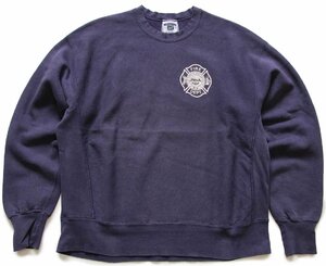 ★90s Leeリー FIRE DEPT. ENGLEWOOD 両面ひび割れプリント リバースウィーブ スウェット ナス紺 フェード XL★オールド オーバーサイズ