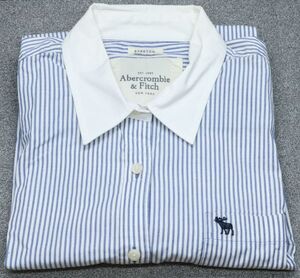 アバクロンビー&フィッチ ストライプシャツ Mサイズ ホワイト ブルー Abercrowbie&Fitch ②