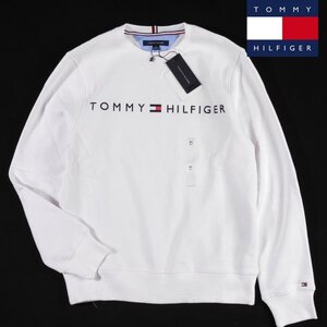 新品1円～★TOMMY HILFIGER トミー ヒルフィガー メンズ 長袖 クルーネック ロゴスウェット M トレーナー 白 正規店本物◆A1297◆