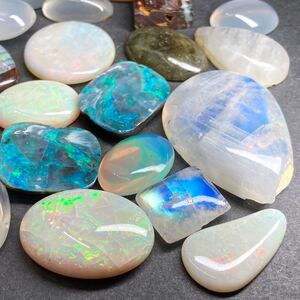 1円〜!!遊色効果!!◆天然ムーンストーン・オパールおまとめ435ct◆j 約87g moon stone opal white boulder ホワイト ボルダー w5マ111