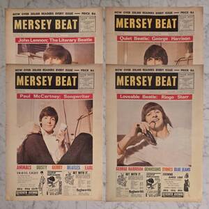 【貴重】【デッドストック】ビートルズ/ポスター4枚セット/ジョンレノン/ポールマッカートニー/Paul McCartney/MERSEY BEAT/マージービート