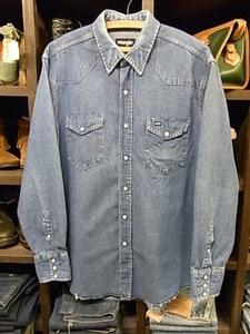 ビッグサイズ WRANGLER DENIM WEATERN SHIRT SIZE 17 ラングラー デニム 長袖 ウエスタン シャツ ダンガリー