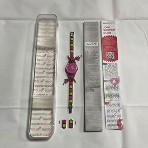 送料一律430円 新品未使用 電池交換済み スイス製 SWATCH スウォッチ 腕時計 クォーツ 3針 余りゴマ 説明書 ケース付き