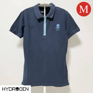 【サイズ：M】HYDROGEN ポロシャツ ハイドロゲン NAVY ネイビー ZIPアップ ジップアップ 国内正規品