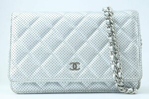 ●1円～ CHANEL/シャネル ◎ マトラッセ チェーンウォレット メタリックシルバー 20番台 ギャランティーカード/シール付き ◎ #8103