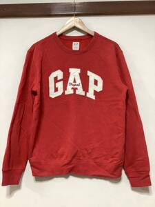 の1290 GAP ギャップ 定番ロゴ スウェット トレーナー S レッド 裏起毛 古着